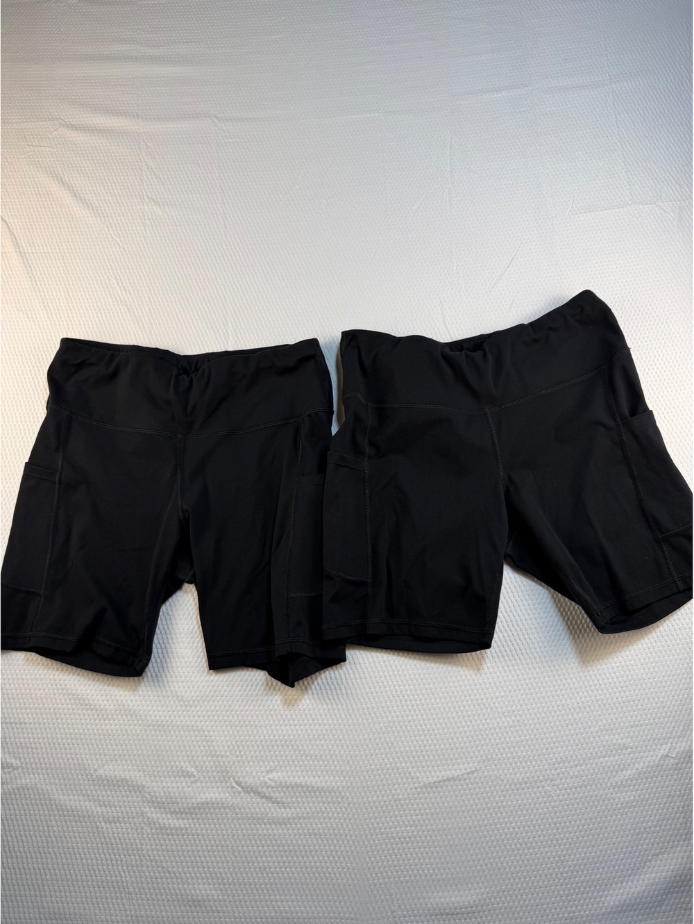 LUGA Womens L XL Black Biker Shorts High Waist Pockets Yoga Workout Lot of 2